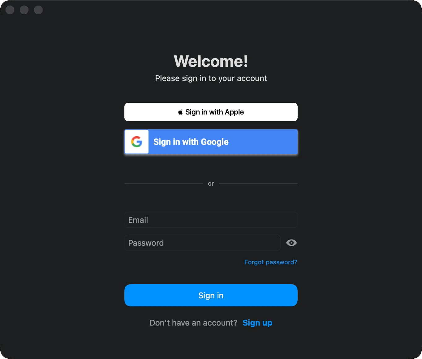 The sign-in screen.
